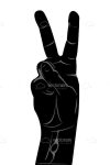 Abstract Hand Silhouette with Victory/Peace Sign
